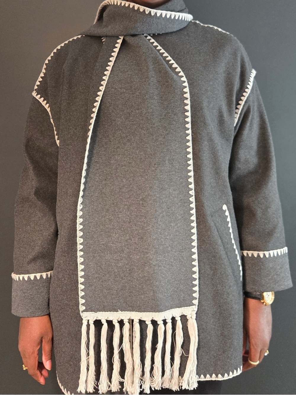 asos x only carmakoma | scallop edge scarf coat | 2X |  inspired - Picture 2 of 8